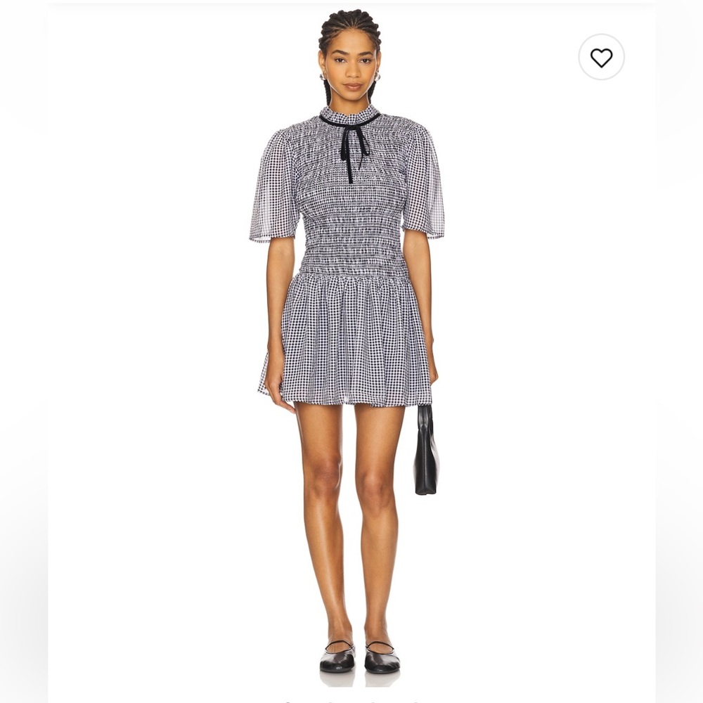 NWT Ganni Sheer Fluid Check Mini Smock Dress in Gingham
